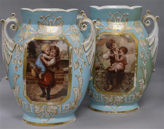 A pair of large French porcelain vases